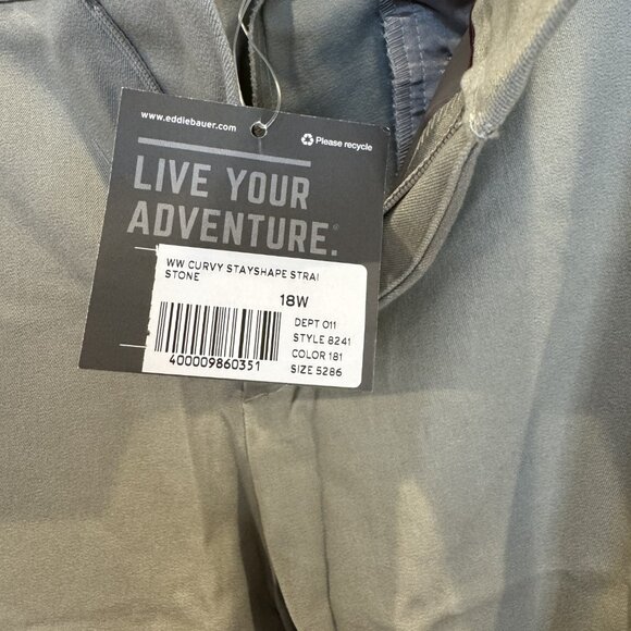 NWT Eddie Bauer Curvy StayShape Pants Stone 18W Mid-Rise Classic Workwear - Picture 7 of 7